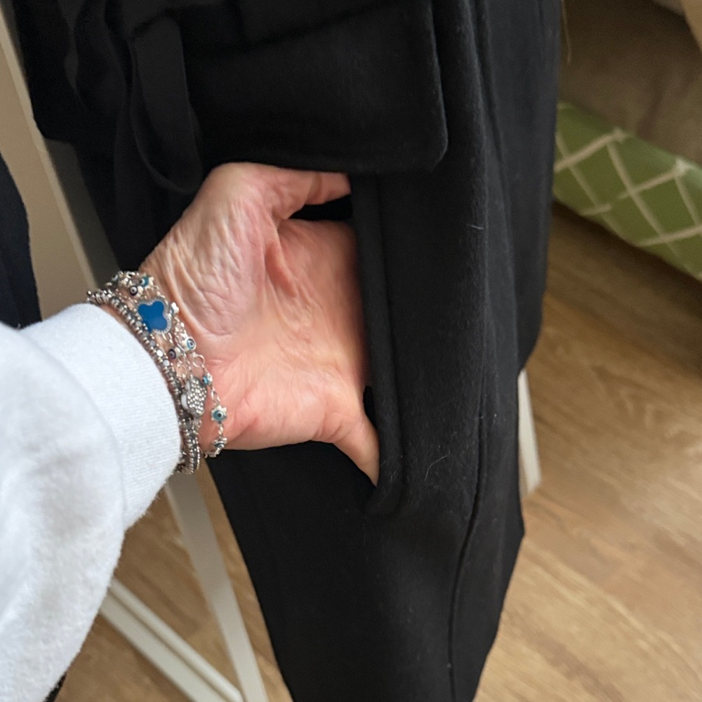 Betsey Johnson Black Trench Coat with Side Lacing Detail - Picture 7 of 10